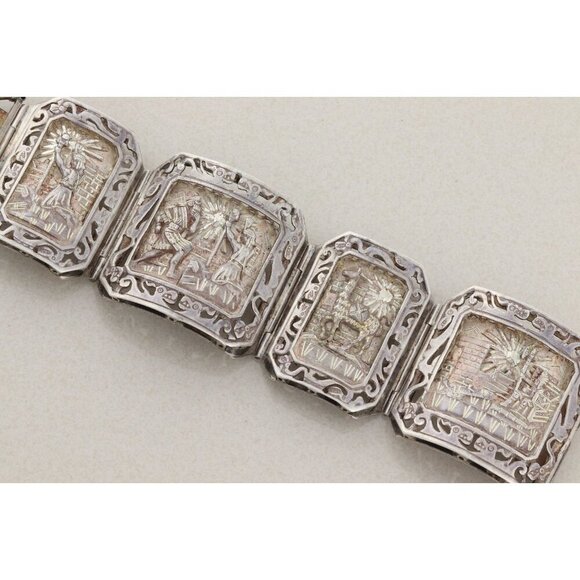 Unbranded Jewelry - Sterling Silver Aztec Mayan Bracelet 6 3/4" inch